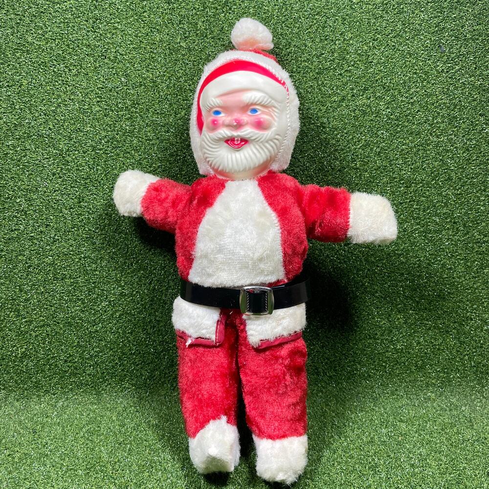 Vintage Mid Century Plush Santa Claus Doll Christmas Holiday Decor 15"